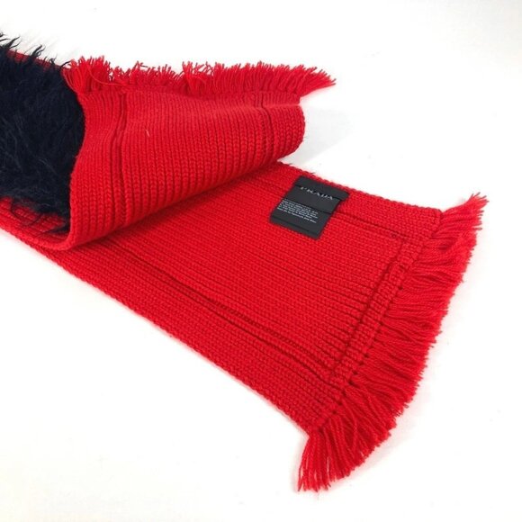 PRADA Bicolor fur Scarf wool / cotton Black/Red - Picture 9 of 9